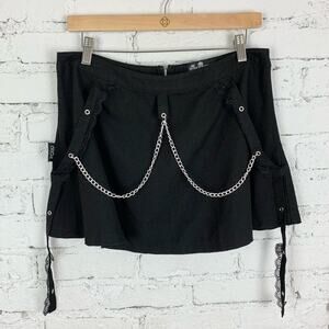 Royal Bones Tripp Daang Goodman Black Chain Skirt Lace Grommet Large